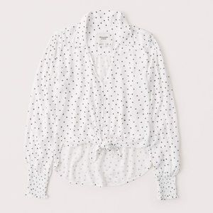 Abercrombie SMOCKED CUFF BUTTON-UP TOP